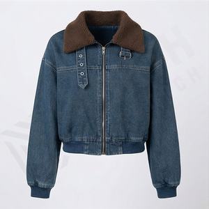 Veste en jean courte pour femme, dernier design, blocs de couleur, confortable, élégante, vêtement d'extérieur décontracté, streetwear, couleur personnalisée - Product Image 1