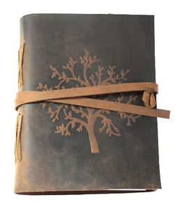 Diario de cuero genuino vintage hecho a mano papel de algodón reciclado con diseño de árbol de la vida costura en relieve encuadernado rojo 15x20cm diario - Product Image 1
