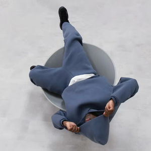 ชุดวอร์มผ้าฝ้าย100% ระบายอากาศสีฟ้าสำหรับผู้ชายชุดวิ่งมีฮู้ด500 GSM ชุดวอร์มกำหนดเองได้ - Product Image 4