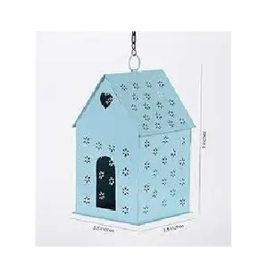 Casa de pájaros galvanizada de Metal de Color azul, jaulas decorativas para cría de pájaros y loros, para decoración, casa de pájaros