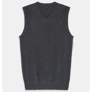 PULL personnalisable homme 100% coton col en V sans manches GRIS motif uni respirant anti-rides anti-rétrécissement logo avant ODM - Product Image 4