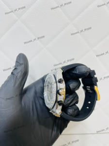 Reloj cronógrafo con esfera de diamantes Moissanite para hombre, estilo hip hop de lujo, en acero inoxidable resistente, reloj de pulsera para hombre. - Product Image 2