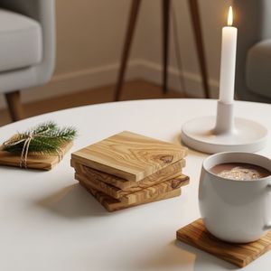 Juego de Posavasos de Madera Finamente Elaborados que Favorecen Espacios de Comedor Limpios y una Colocación Organizada de Bebidas - Product Image 2