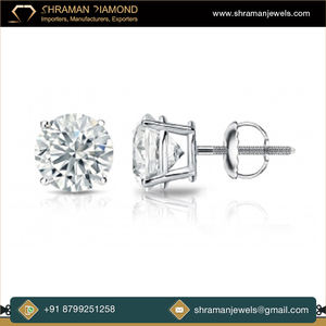 Boucles d'oreilles clous en argent 925 personnalisées, style vintage géométrique, serties de moissanite VVS étincelante, collection SHRAMAN DIAMOND, idéales pour les fêtes. - Product Image 3