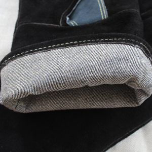 ถุงมือเชื่อมสีดำ หนังทนความร้อน/ไฟ สำหรับงานเชื่อมแบบ Stick, Mig, Forge, บาร์บีคิว, ย่าง, เตาผิง, เตาไม้ ถุงมือสำหรับงานหนัก - Product Image 5