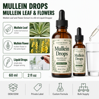 Tetes Cair Daun dan Bunga Mullein Suplemen Makanan Oral 60 ml Botol Antioksidan Dewasa Formula Khusus Label Pribadi OEM ODM