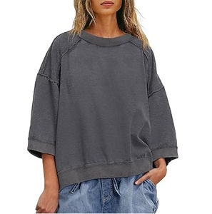 Sudadera con capucha para mujer 100% algodón 380g tela peso talla grande de gran tamaño transpirable Color sólido logotipo personalizado frente - Product Image 1