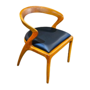 Chaises de bureau exécutives modernes et minimalistes, structure en teck, coussin en mousse moelleuse, hauteur réglable, atelier, chambre à coucher - Product Image 4