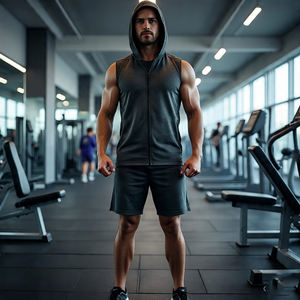 Fitness Gym musculation sweat à capuche sans manches hommes séchage rapide fermeture éclair sport gilet mâle athlétique entraînement fermeture éclair maillots vestes hommes - Product Image 5