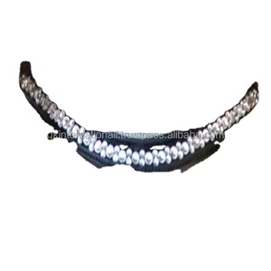 Bracelet en cuir à sourcils de cheval pour animaux, accessoire rembourré doux, de couleur noir ou brun, finition premium, avec chaîne en cristaux de stallx, incrusté - Product Image 1