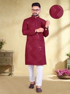 Pyjama Kurta en tissu de coton doux à manches longues pour hommes, à la demande, pour les fêtes décontractées, de fournisseur indien, à prix de gros - Product Image 4