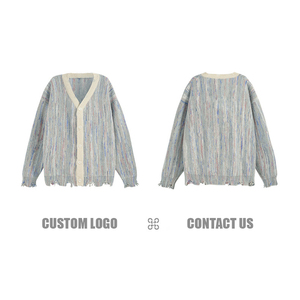2024 Custom OEM High-End Loose Fit Autumn Winter Casual Sweater Jacket Vintage Mélange Yarn <b>Cardigan</b> Button Decoration Knitted - Product Image 5