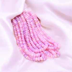 Lilas rose bonbon opale lisse Rondelle perles 6mm à 9mm brin de pierres précieuses en vrac pour la fabrication de bijoux approvisionnement en gros en vrac de l'Inde - Product Image 5