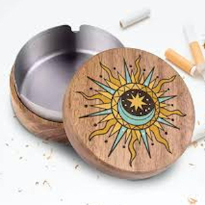 Cenicero de madera personalizado con capa interior de acero para el almacenamiento de cenizas y con diseños grabados llenos de MOP proporcionado por HHO - Product Image 3