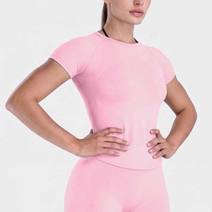 Ultra-soft Short length Pure Cotton Mesh Fabric Raglan Sleeve Vneck Summer American-style Minimalist Fabric Spring Summer Casual - Product Image 1