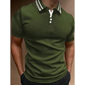 2025 été nouveau hommes tricoté rayure à manches courtes POLO confortable et Cool décontracté mode T-Shirt - Product Image 6