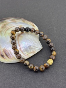 กำไลข้อมือหินตาเสือธรรมชาติเงินแท้ทรงหัวตัดน่ารักแบบยืดหยุ่นสำหรับผู้หญิงและผู้ชาย ของขวัญสุดหรูสำหรับงานปาร์ตี้ - Product Image 2