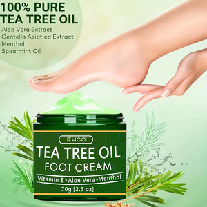 Crème pour les pieds à l'huile <span class=keywords><strong>d</strong></span>'arbre à thé naturelle avec vitamine E, aloe vera, menthol, exfoliante, élimination des peaux mortes, hydratante pour les pieds - Product Image 1