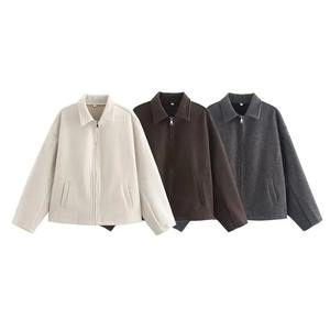 <b>Women's</b> Winter Wool Lined Flannel Plaid Jacket With Button Hooded Long Sleeved Jacket <b>women</b> <b>Sweater</b> Coat motorcycle style jacket - Product Image 1