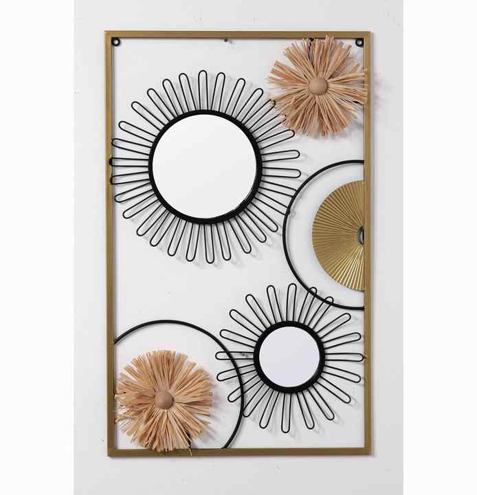 Rustic Home Decor Luxury Metal Handmade Flower Ornaments Hanging Scrolled Circular Wire Iron Wall Scroll Wall Art Decoration