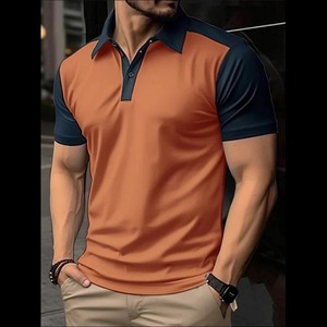 Botón de manga corta para hombre para Polo en color sólido, tops casuales ligeros para ropa de calle y Deportes de talla grande disponible - Product Image 4