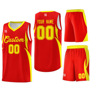 Maillot de basket-ball personnalisé durable pour hommes, couleur personnalisée pour les sports d'équipe, ensembles de grande taille pour l'été, respirant, séchage rapide, 100% - Product Image 1