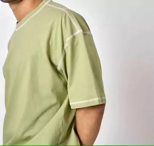 Camiseta de algodón 100% personalizada con hombros caídos de gran tamaño para hombre, serigrafía con logotipo, ropa de calle de peso pesado, antibolitas rápidas - Product Image 4