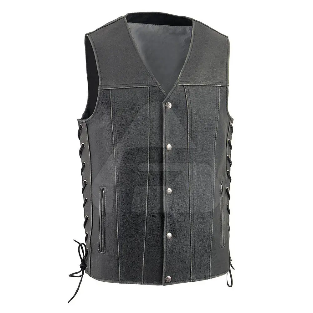 Slim Fit Lightweight Leather Waistcoat For Men's Outdoor Sports Casual Leather Vest
