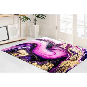 Alfombra de Mármol Rosa y Dorado: Alfombra de Arte Moderno Abstracto, Alfombra de Chenilla - Product Image 3