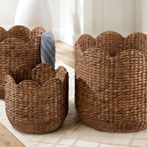 Cesta de Lavandería Grande de Jacinto de Agua, Cesta de Almacenamiento Redonda Hecha a Mano para Sala de Estar o Dormitorio - Product Image 3