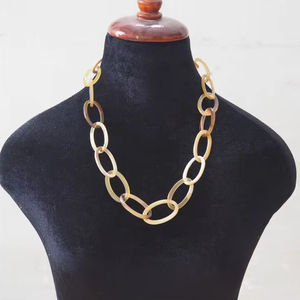 Handmade Polished Natural Buffalo Horn Eco-Friendly Necklace Women Lightweight Organic Boho Chic Earth Tone Statement Accessory - Product Image 1