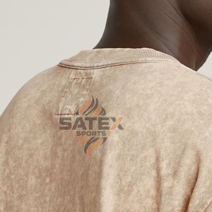 T-shirt vintage pour homme en coton 100% surdimensionné, délavé à l'acide, longueur courte personnalisée avec col rond classique, design délavé au soleil - Product Image 3