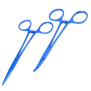 Lot de 2 pinces artérielles incurvées et droites 5 pouces Blue Plasma Mosquitos Precision Kelly Hemostats pour infirmières - Product Image 1