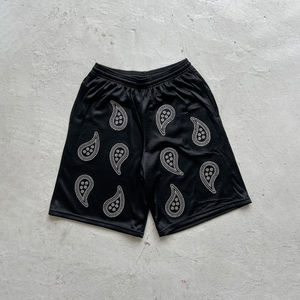 Haute qualité 2025 sérigraphié lavage à l'acide hommes Joggers Shorts soleil délavé strass taille moyenne cordon hommes Shorts - Product Image 6