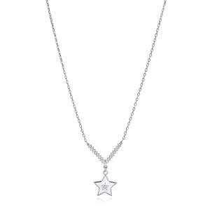 Collier à breloque étoile en émail blanc et pierres CZ, vente en gros, fait main en Turquie, argent sterling 925, certifié pour mariage et fiançailles - Product Image 2