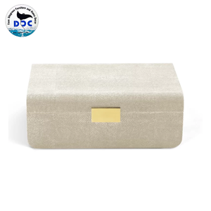 Boîte à bijoux en faux shagreen DPC Home Decor, boîte de rangement classique en shagreen, collier, bague avec plateau, bordure en laiton, modèle 0006 - Product Image 6