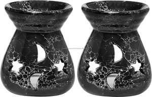 Đen gốm tinh dầu Burner tealight người giữ ngọn nến trang trí hương thơm khuếch tán - Product Image 3