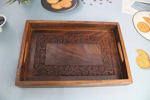 Bandeja de madera natural con acabado pulido Ideal para uso en cafeterías y restaurantes Bandeja de madera Premium Ideal para regalar decoración festiva - Product Image 6