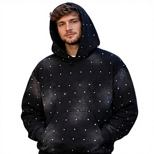 Sudadera con capucha de invierno de peso pesado con logotipo personalizado, sudadera con pedrería, la mejor calidad, el mejor diseño, sudadera transpirable de corte regular para hombre, ropa urbana. - Product Image 3