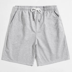 professional factory custom <b>mens</b> sewat shorts drawstring waist solid color <b>men's</b> board short with OEM service heather <b>grey</b> color - Product Image 1