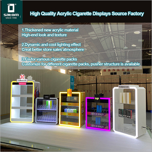 Không khói <span class=keywords><strong>Acrylic</strong></span> thuốc lá Kệ thuốc lá hiển thị đứng với đèn mát cho khói cửa hàng treo tường Countertop đơn vị - Product Image 2