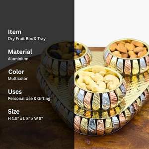กล่องเก็บผลไม้แบบแห้งทำจากโลหะทนทานพร้อมผิวสีทองภาชนะของขวัญตกแต่งทนทานสำหรับขนมขบเคี้ยวและผลไม้แห้ง - Product Image 4