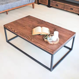 Muebles de sala de estar Mesa de centro con base de metal superior de madera Uso en el hogar - Product Image 2