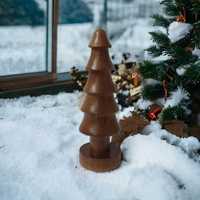 Tailles personnalisées marron foncé naturel bois de manguier écologique de haute qualité fabriqué à la main gravé arbre de Noël vacances maison de Noël