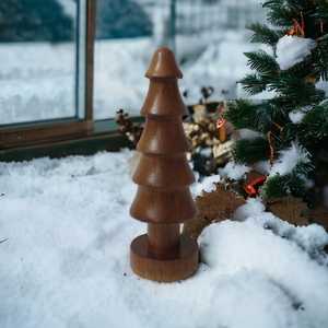 Tailles personnalisées marron foncé naturel bois de manguier écologique de haute qualité fabriqué à la main gravé arbre de Noël vacances maison de Noël - Product Image 4