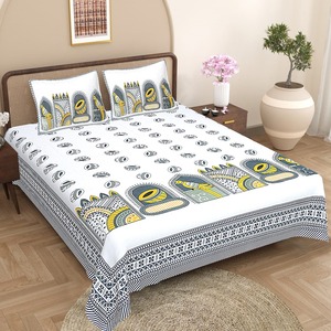 Ensemble de literie moderne fait à la main, drap de lit et taie d'oreiller en coton, design de bordure douce, imprimé à la main, draps de lit king size - Product Image 3