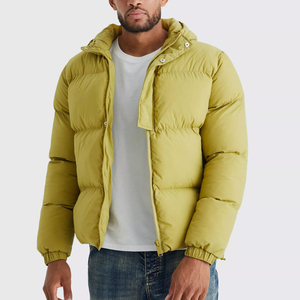 Veste matelassée à capuche, grande taille, style boxy, avec demi-plastron, imperméable, coupe-vent, chaude, pour l'hiver, pour homme, avec 2 poches latérales - Product Image 1