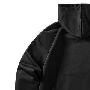 Sudadera con Capucha para Hombre, 100% Algodón, Talla Grande, Negra, Manga Larga, Estampado Gráfico, Ribete en Contraste, Bolsillo Canguro, Estilo Casual Urbano - Product Image 3