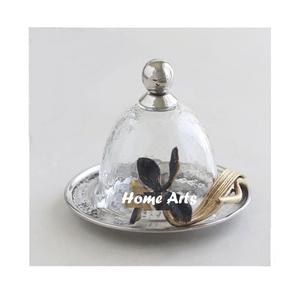 Soporte de pastel de madera hecho a mano con cubierta de vidrio Soporte de servicio de chocolates de forma redonda de último diseño con cubierta de vidrio - Product Image 3