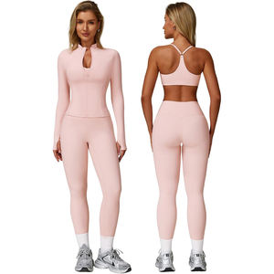 Conjunto de Yoga Rosa para Mujer, Leggings de Cintura Alta, Ropa Deportiva, Leggings y Sujetador Sublimados, Color Personalizado Disponible - Product Image 1